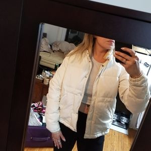 White ugg puffer jacket ski bunny coat